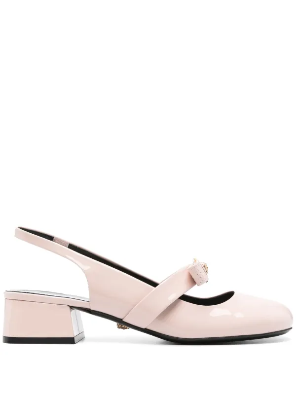 Versace 35mm Gianni Ribbon Slingback Pumps Pink FARFETCH