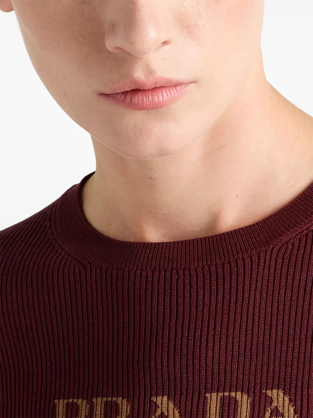 Prada Intarsia gebreide top met logo Rood