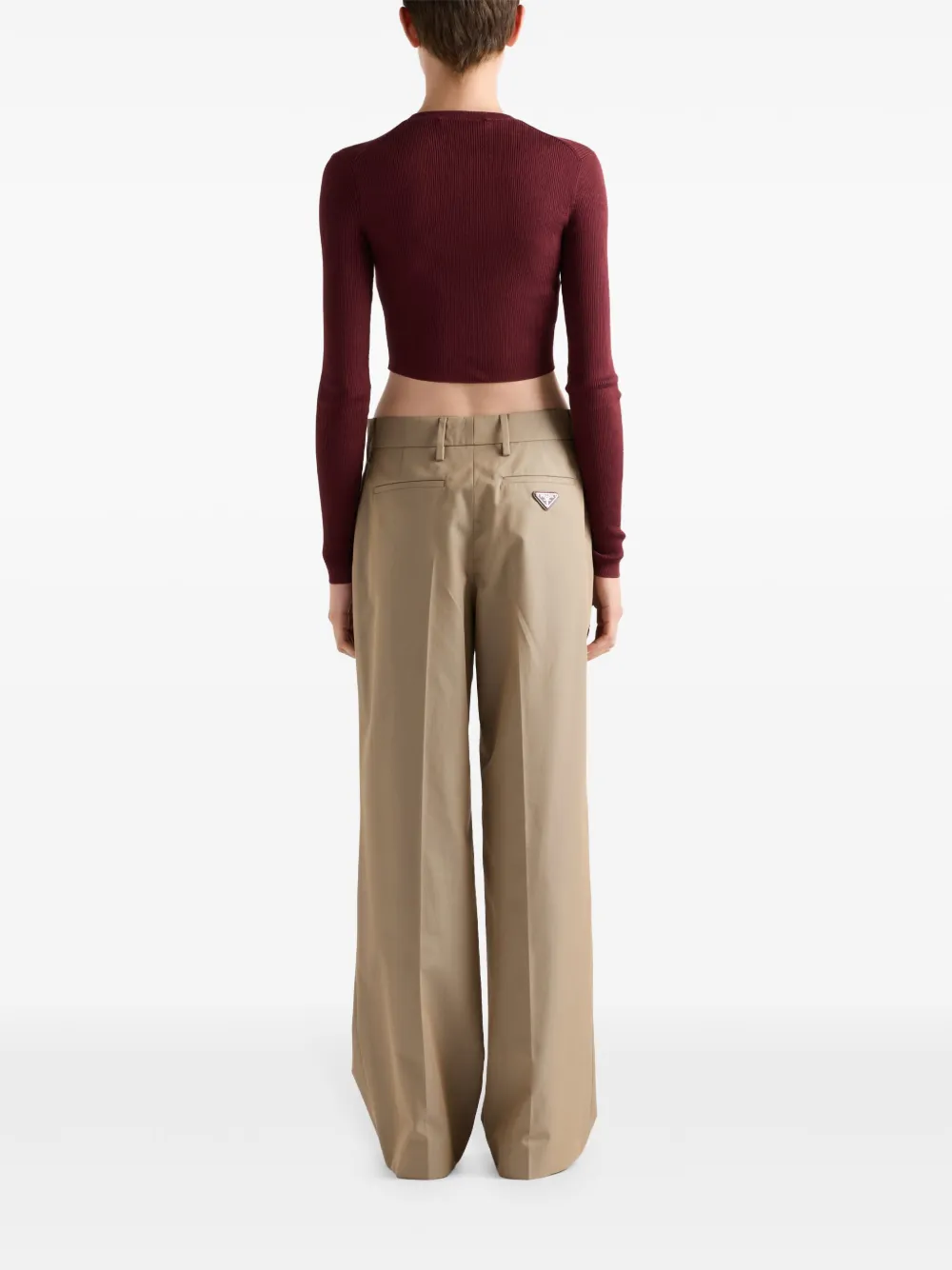 Prada Intarsia gebreide top met logo Rood