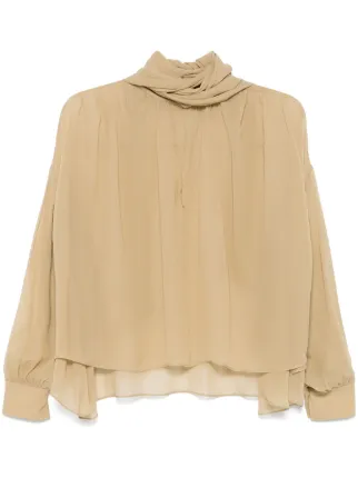 ァッション人気ブランドランキング Georgette Silk Chloé Blouse FARFETCH | Neutrals | シャツ/ブラウス(長袖/七分)