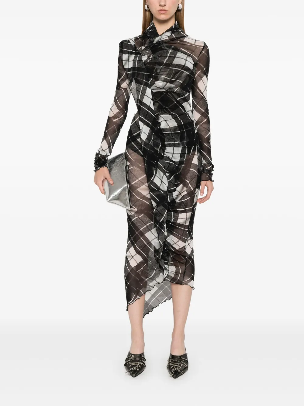 Jean Paul Gaultier Jurk met tartan ruit - Zwart