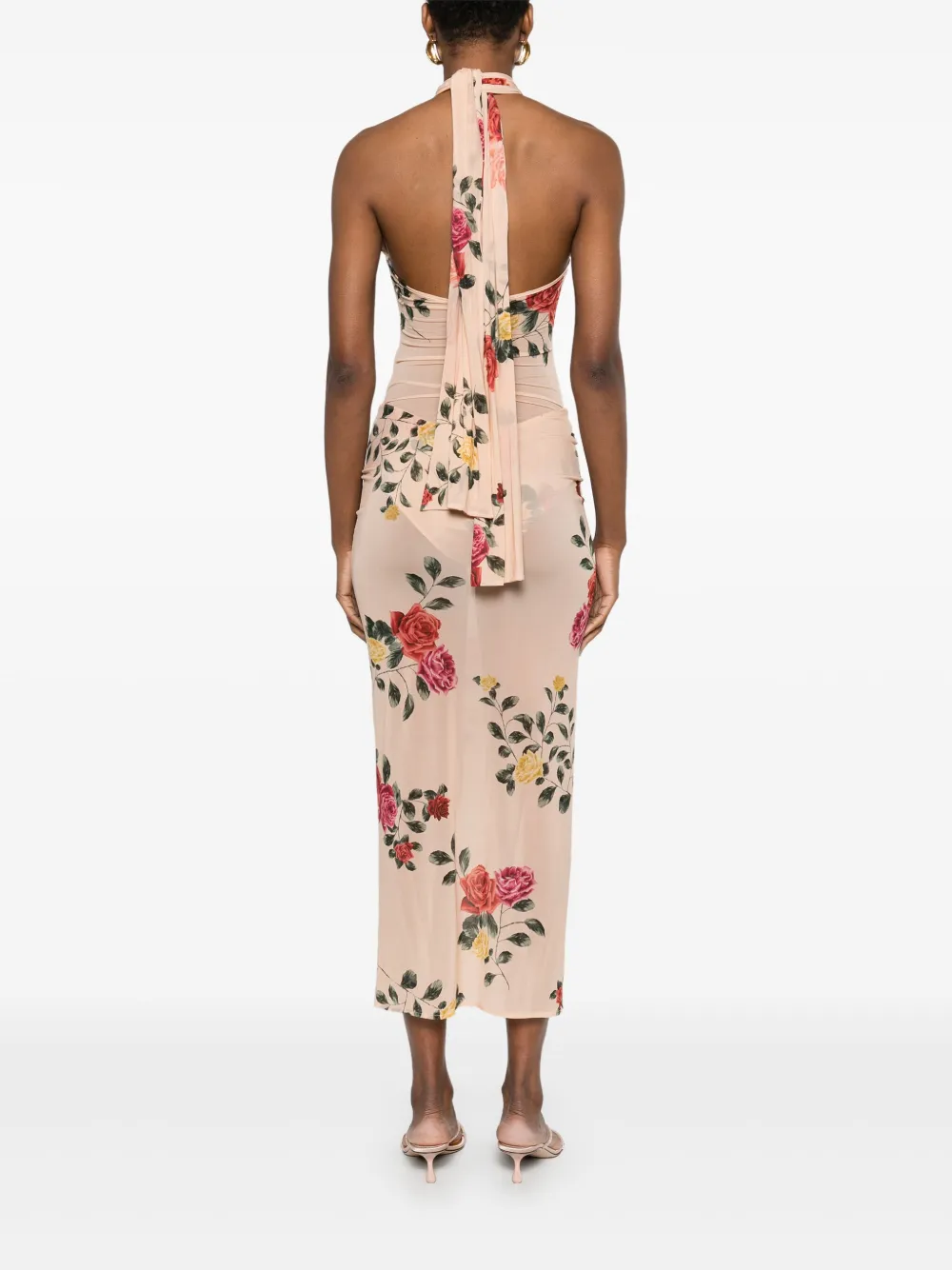 Magda Butrym Midi-jurk met roosprint Beige