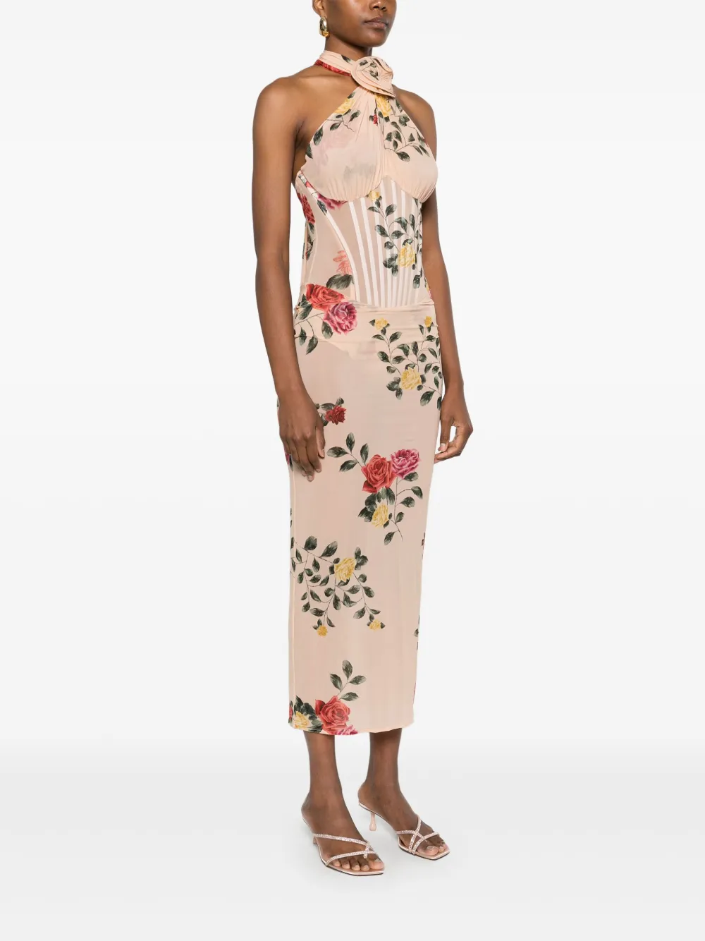 Magda Butrym rose-print midi dress