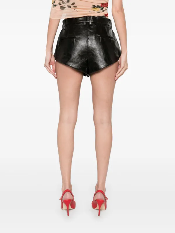 Magda Butrym Flared Leather Shorts | Black | FARFETCH IN