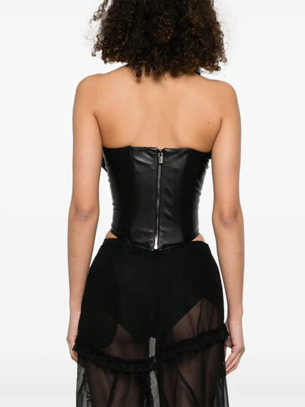 MAGDA BUTRYM 131523BLACK 関税送料込 Magda Butrym Draped Leather Corset | Black | FARFETCH JO