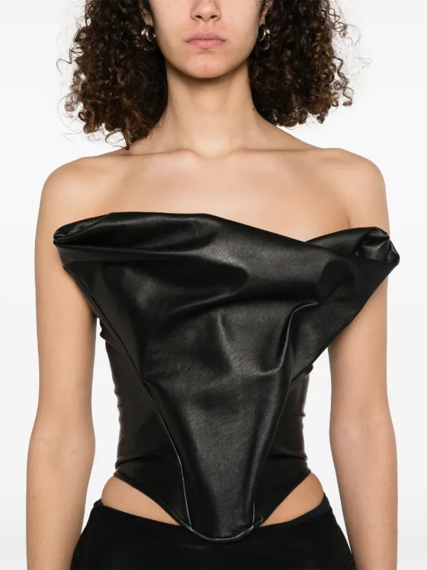 MAGDA BUTRYM 444525BLACK 関税送料込 Magda Butrym Draped Leather Corset | Black | FARFETCH JO