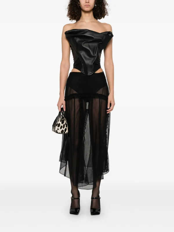 MAGDA BUTRYM 131523BLACK 関税送料込 Magda Butrym Draped Leather Corset | Black | FARFETCH JO