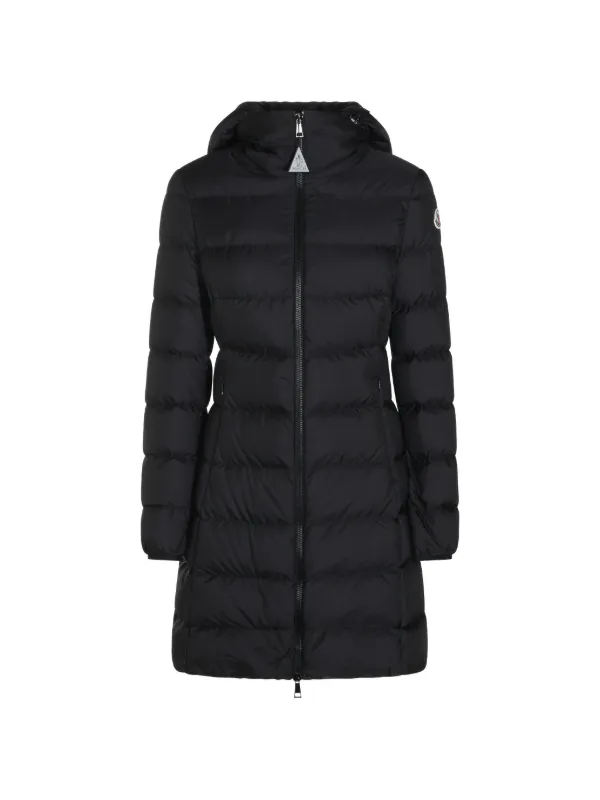 Moncler Gie Hooded Long Down Jacket in Black
