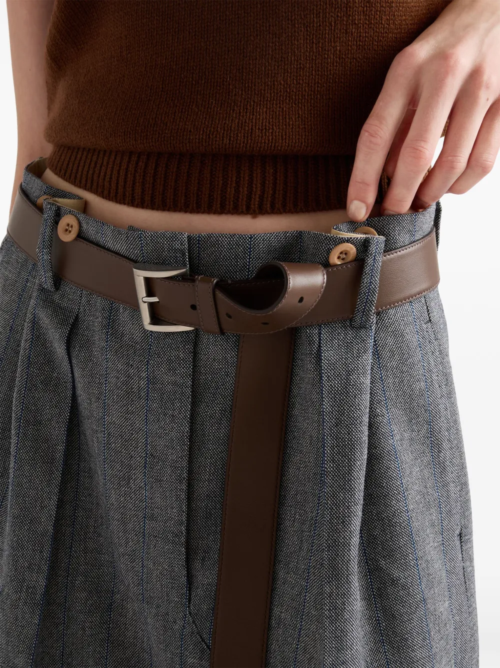 Prada Wollen mini-rok met krijtstreep Grijs
