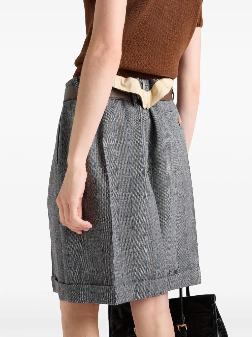 Prada Wollen mini-rok met krijtstreep Grijs