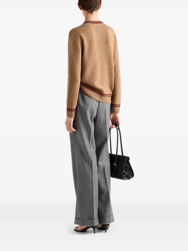 Prada Intarsia knitted-logo Cashmere Jumper | Neutrals Prada Intarsia knitted-logo Cashmere Jumper | Neutrals