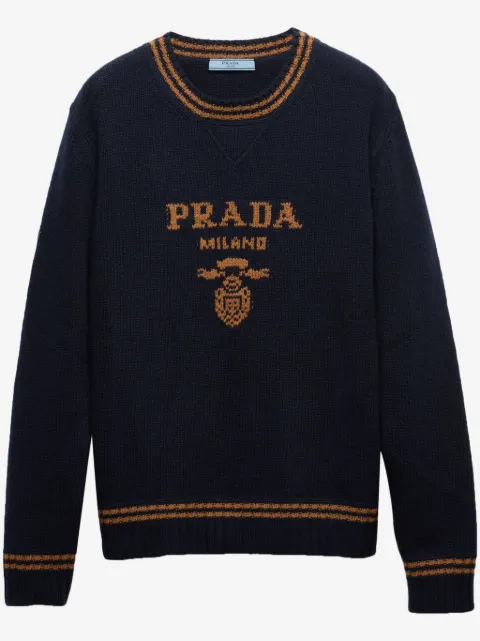 Prada suéter con logo en intarsia