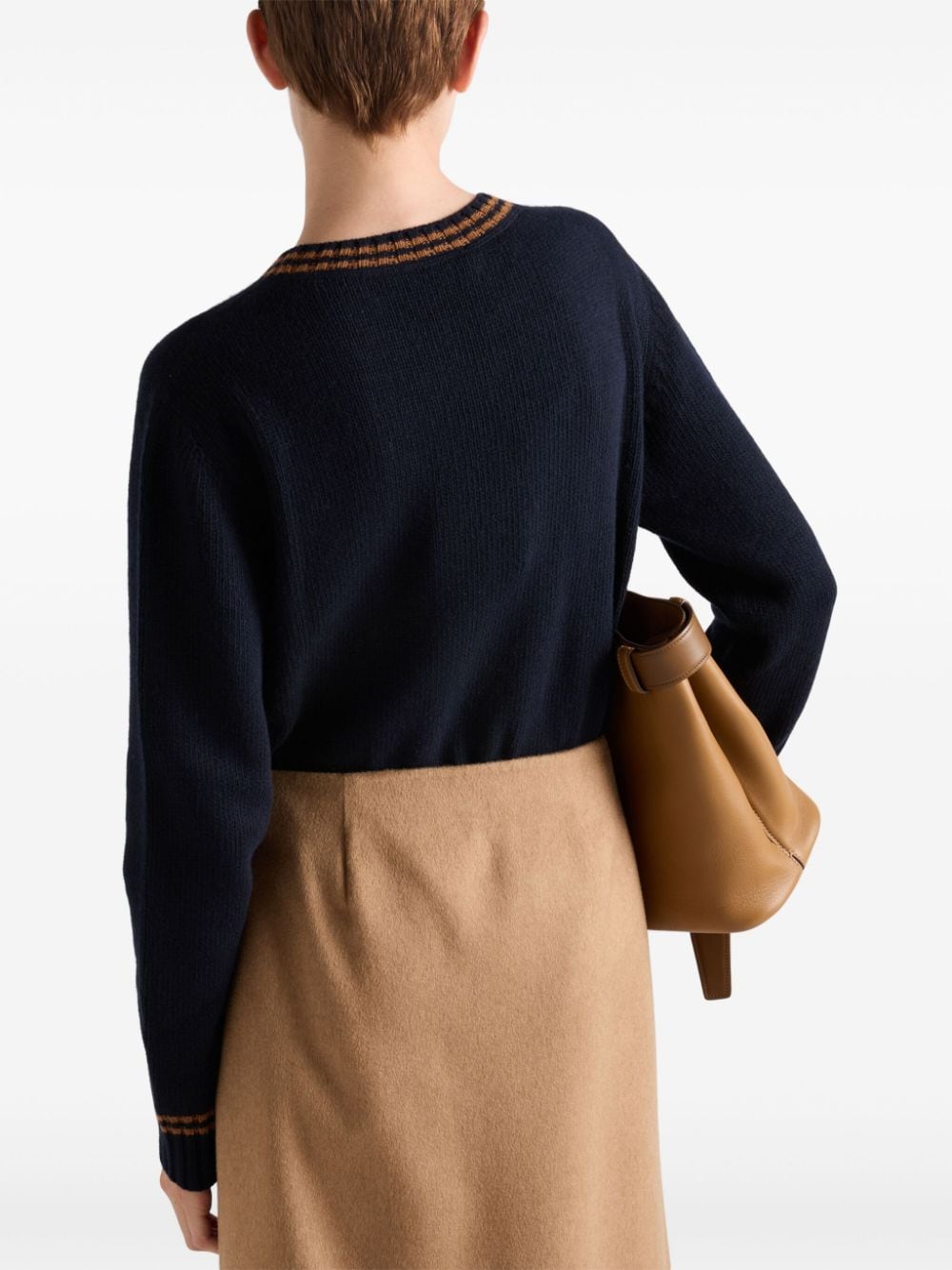 Shop Prada Crew-neck Cashmere Jumper In Blue