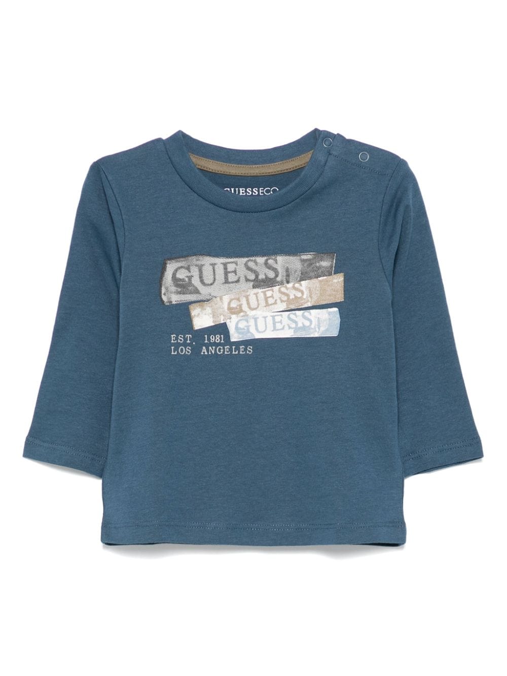 Shop Guess Graphic-print T-shirt In Blue