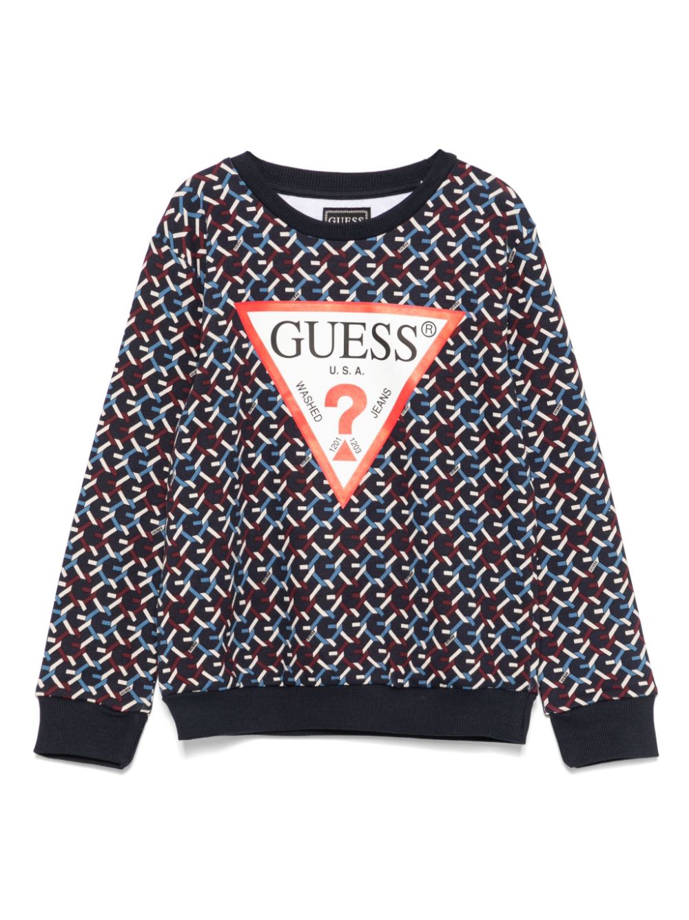 guess kids monogram-jacquard sweater - Blue