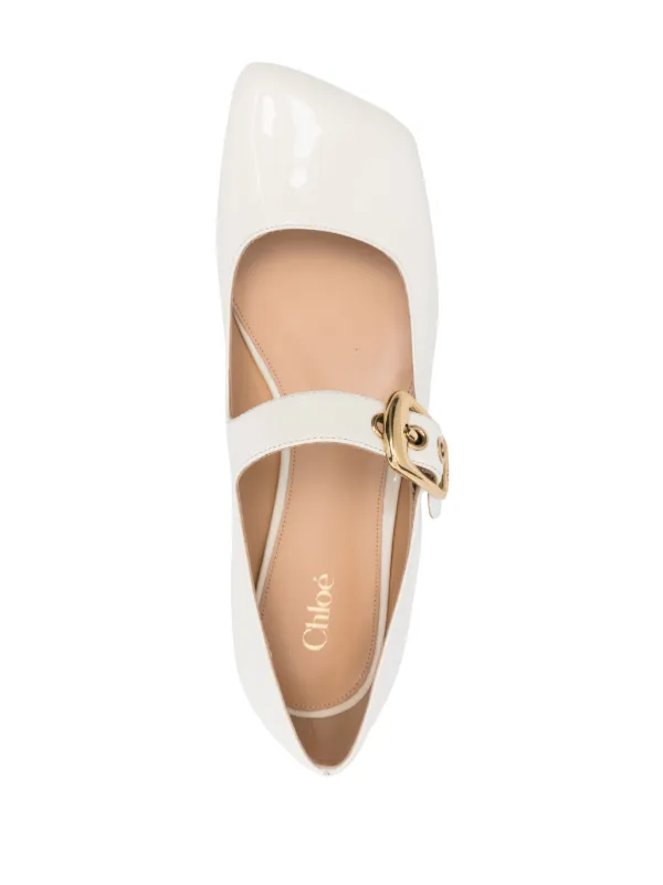 【関税&送料込み】ChloAC 'Polly' Ballet Flats Chloé Polly Ballet Flats | White | FARFETCH