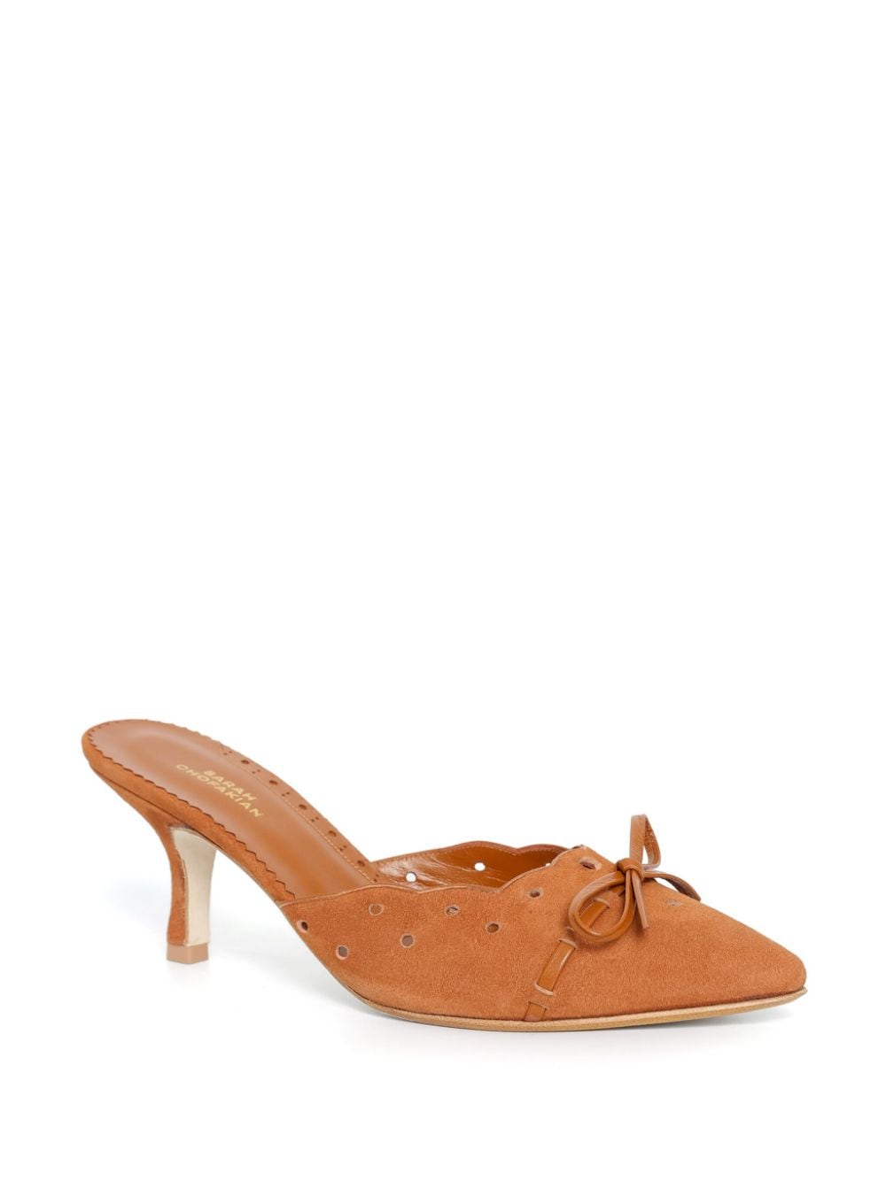 Shop Sarah Chofakian 55mm Suede Mules In Orange