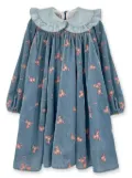 La Stupenderia floral embroidery velvet dress - Blue