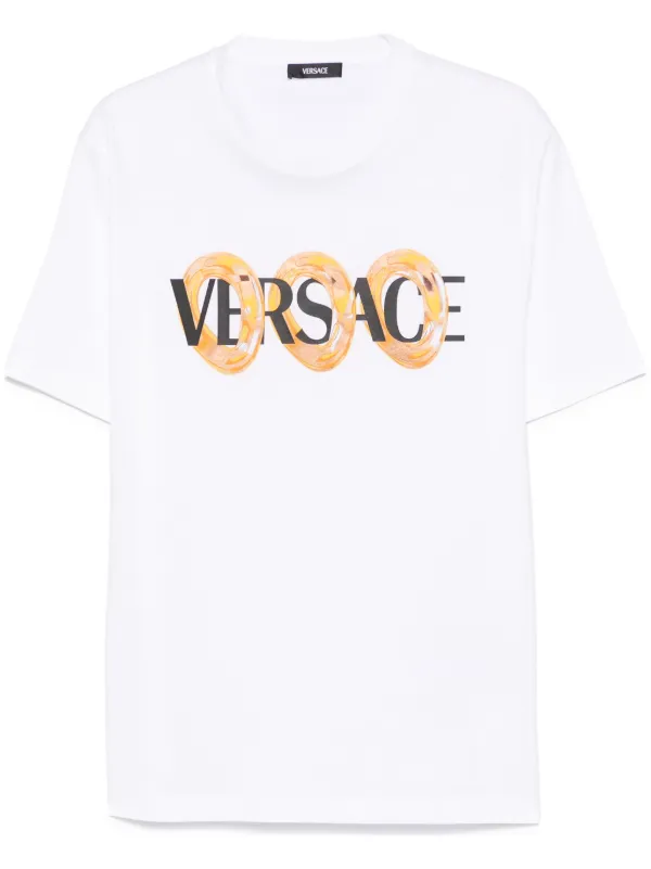 VERSACE｜ (Maxi Chain Logo T-Shirt (1013302 1A13401 2W58 Maxi Chain Logo T-Shirt | VERSACE US