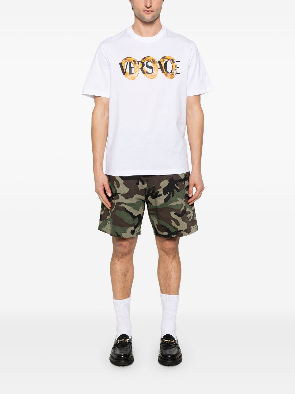 Versace maxi chain logo T-shirt - White