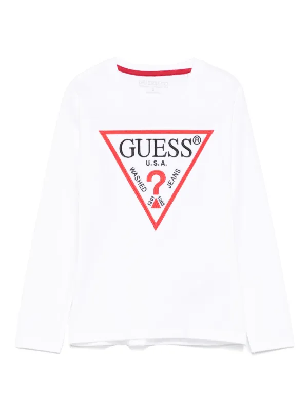 Guess Kids embroidered logo T shirt White FARFETCH AE