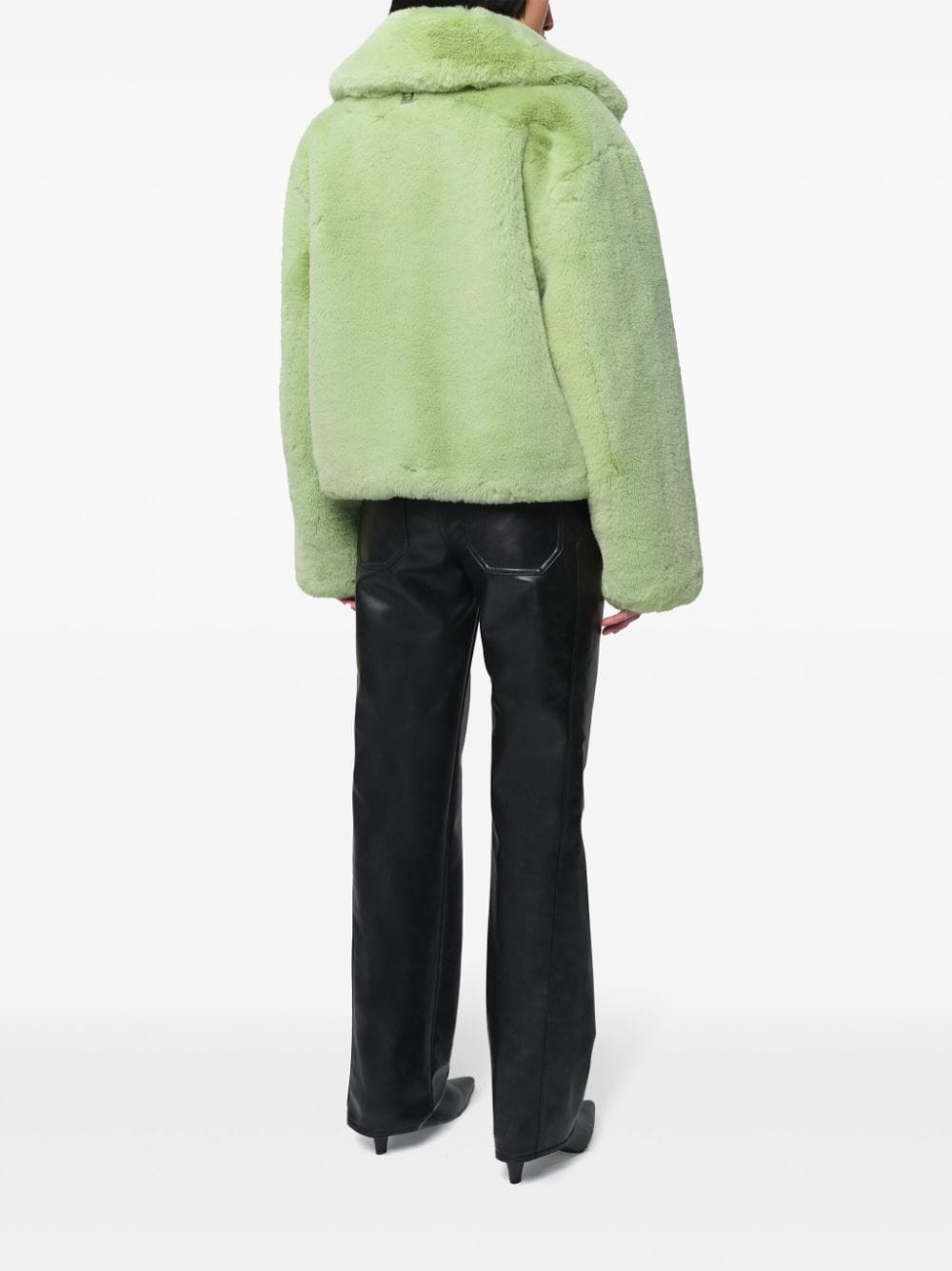 Shop Apparis Miller Wide-lapels Faux-fur Jacket In Green