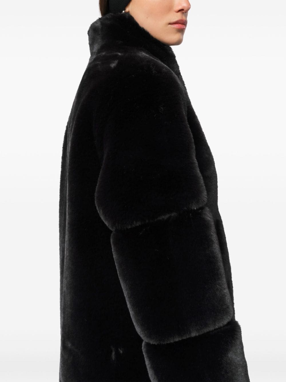 Shop Apparis Sylke V-neck Faux-fur Coat In Black