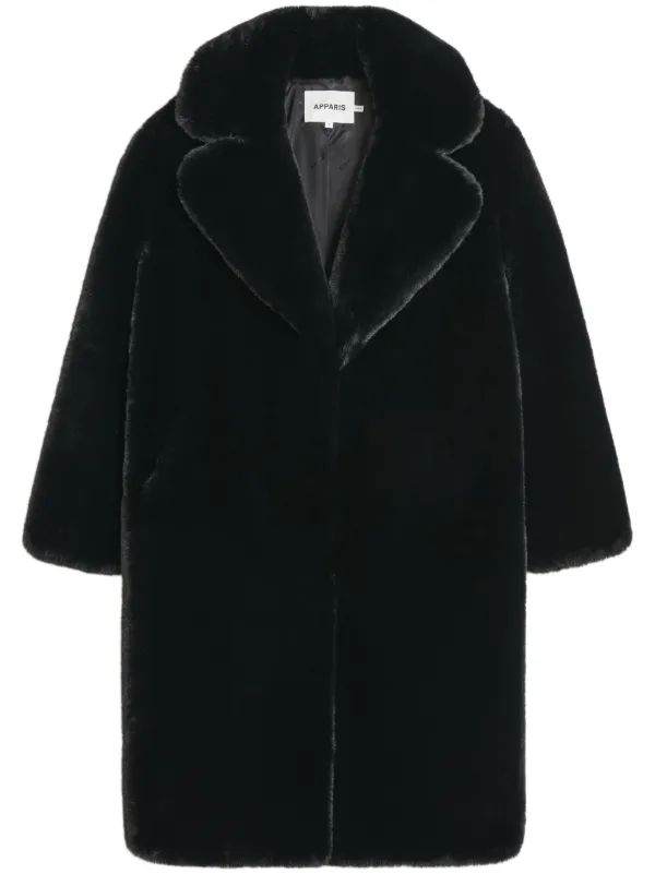 Apparis Steffi wide-lapels faux-fur Coat Black FARFETCH IN