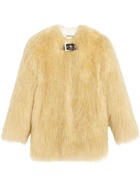 Apparis Petra buckle-fastening faux-fur coat