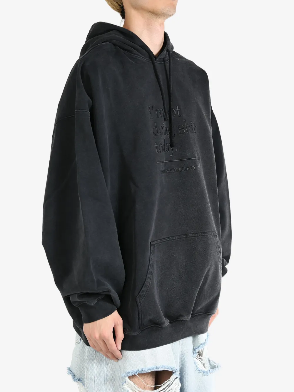 VETEMENTS embroidered logo Hoodie Black FARFETCH SG