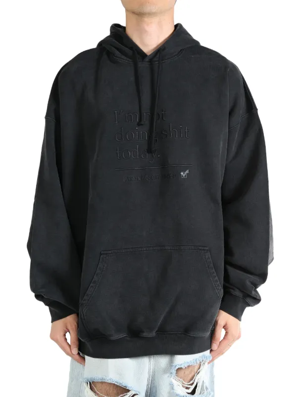 VETEMENTS embroidered logo Hoodie Black FARFETCH UK