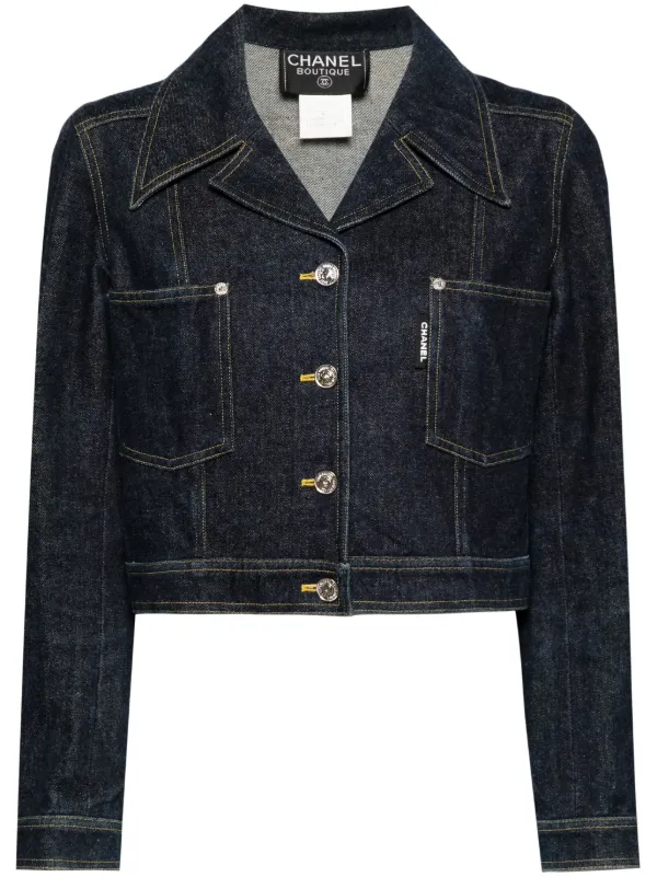 CHANEL Pre Owned 1996 single breasted Denim Jacket Blue FARFETCH AO