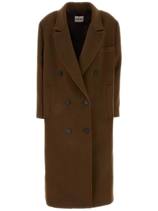 関税・送料込 MIU MIU Double-breasted virgin wool コート Miu Miu Virgin Wool double-breasted Coat | Blue | FARFETCH GE