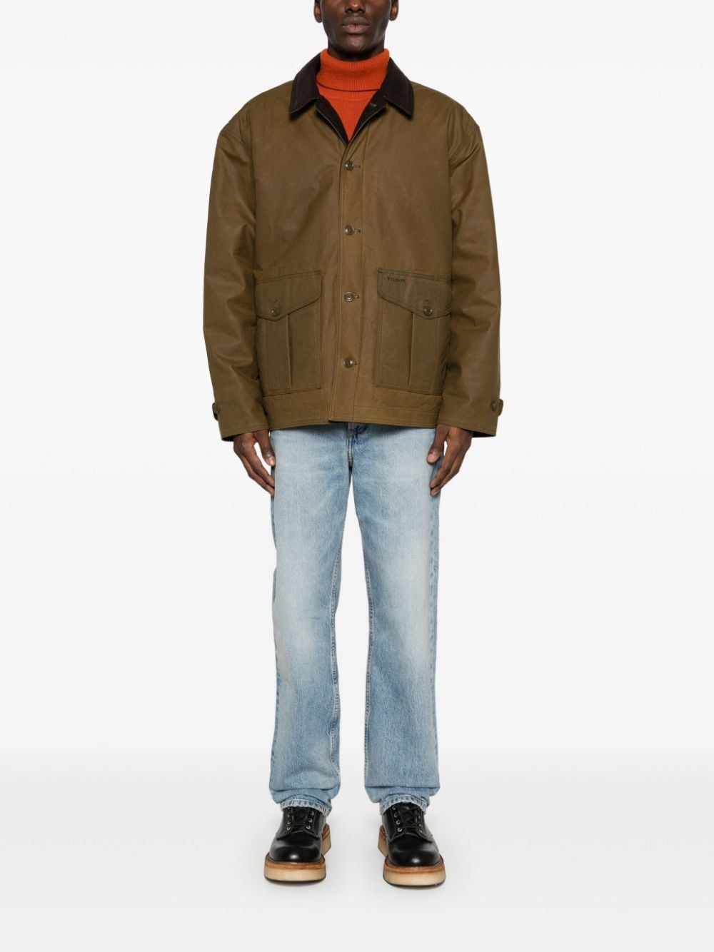 Shop Filson Tin Cloth Field Jacket In Brown