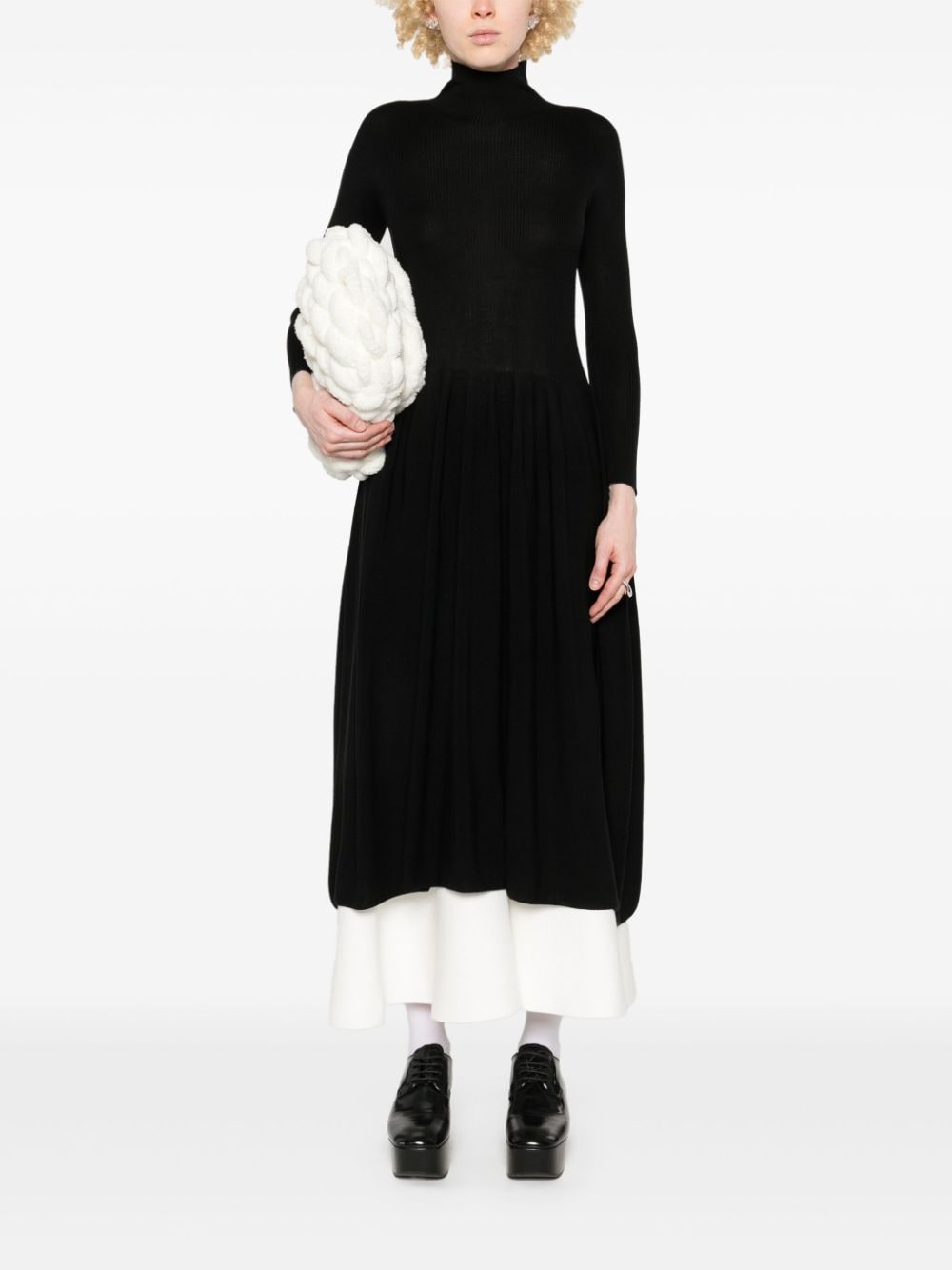 CFCL long-sleeve silk midi dress - Zwart