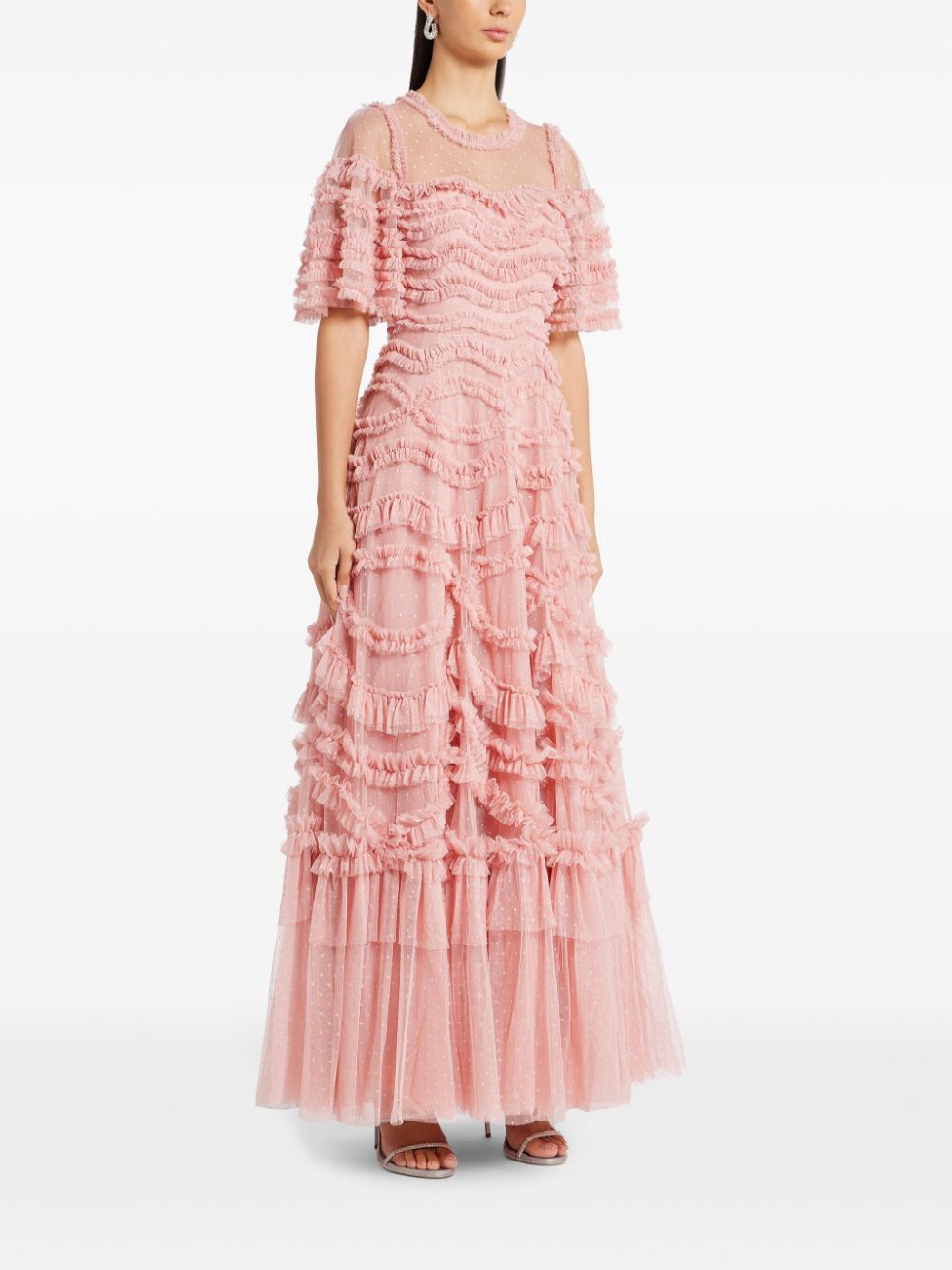 Shop Needle & Thread Ruffled Dress In Rosa