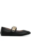 Moschino logo-lettering ballet flats - Black