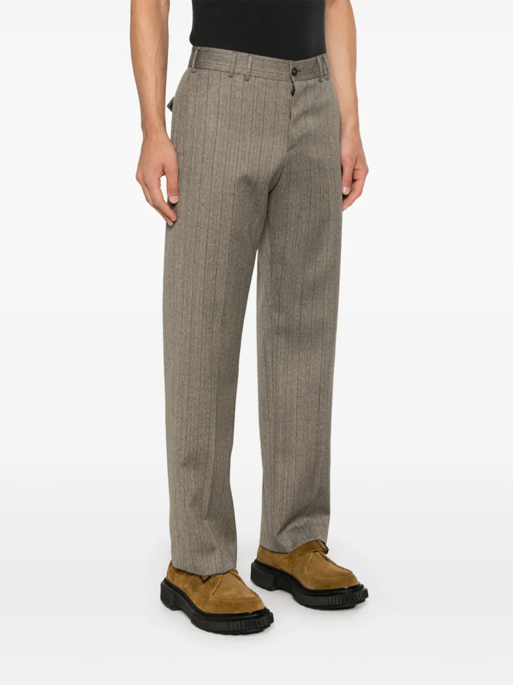 PT Torino Broek met visgraatpatroon Beige