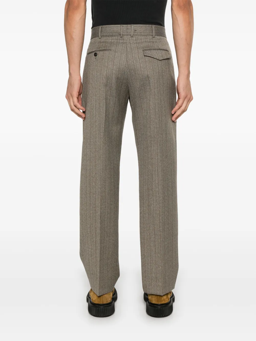 PT Torino Broek met visgraatpatroon Beige