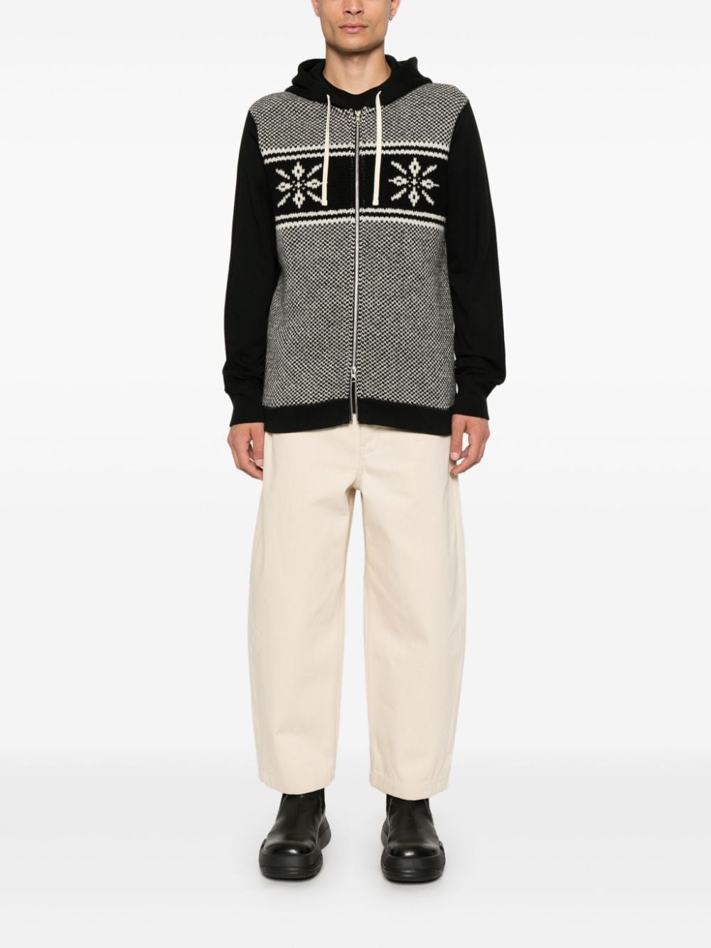 Junya Watanabe MAN intarsia-knit hoodie - Zwart