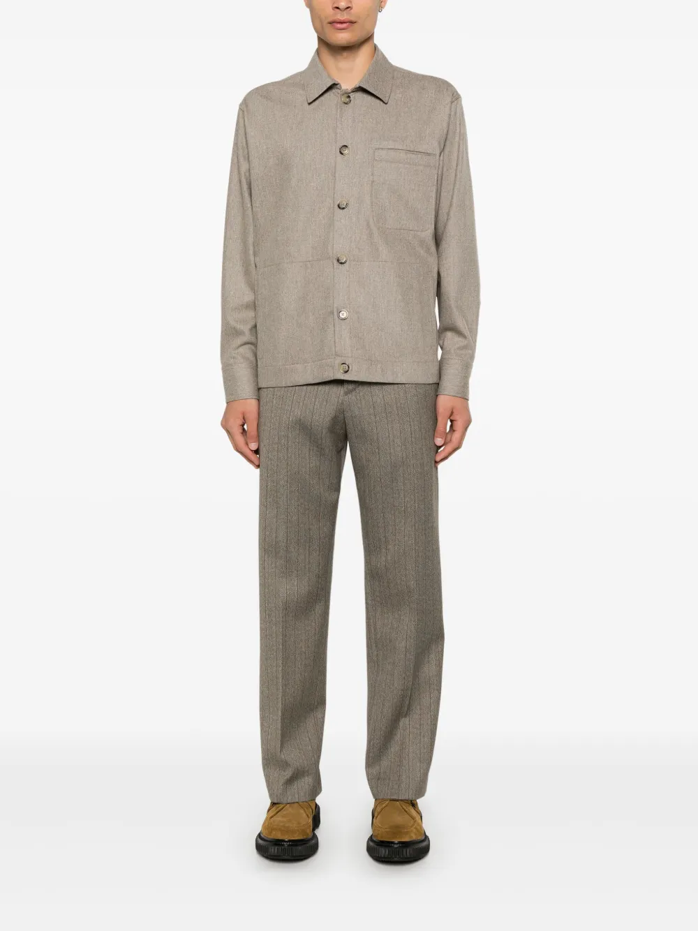 PT Torino Shirtjack met gespreide kraag - Beige