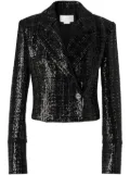 Genny sequin-embellished tweed cropped jacket - Black