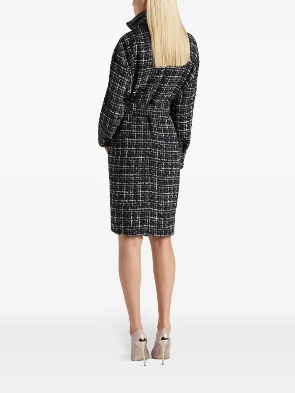 Genny Cappotto Doppiopetto In Tweed Nero FARFETCH IT