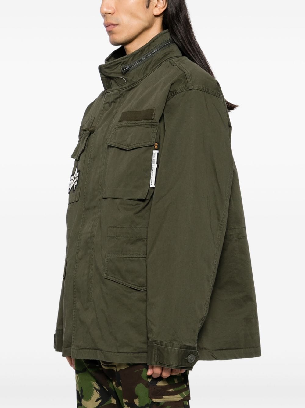 Shop Izzue Detachable Panel Military Jacket In Green