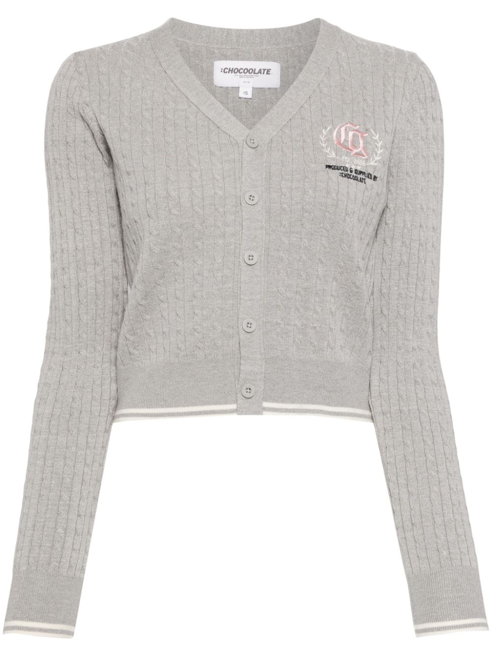 Shop Chocoolate Logo-embroidered Cardigan Set In Grey