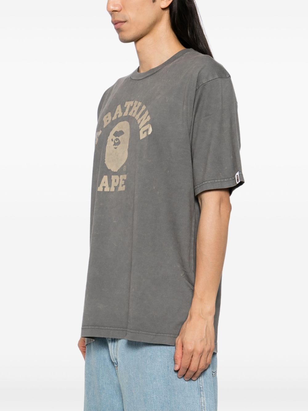 Shop A Bathing Ape Logo-print T-shirt In Grey