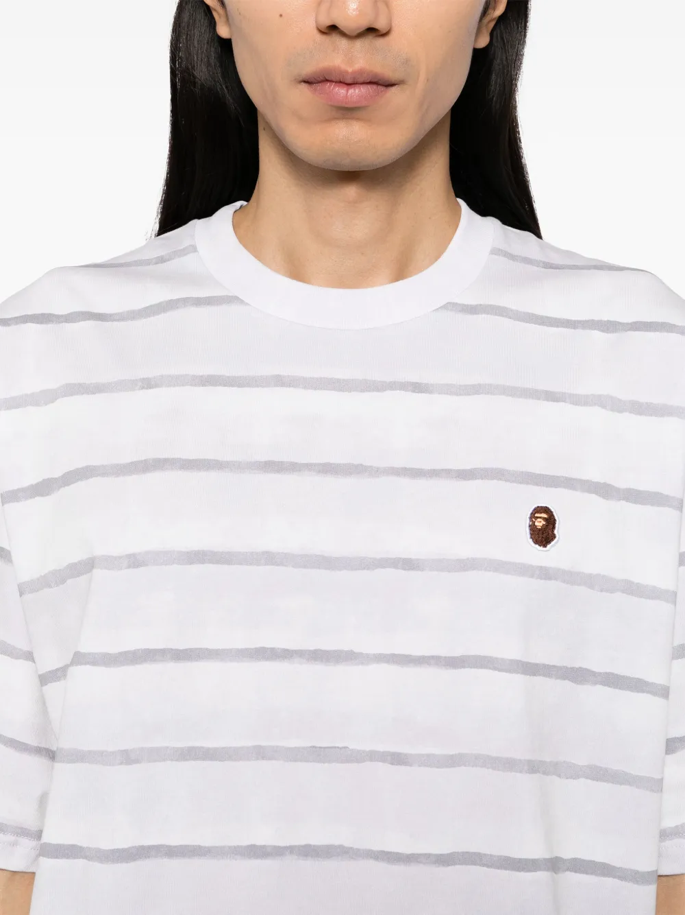 A BATHING APE Gestreept T-shirt Wit