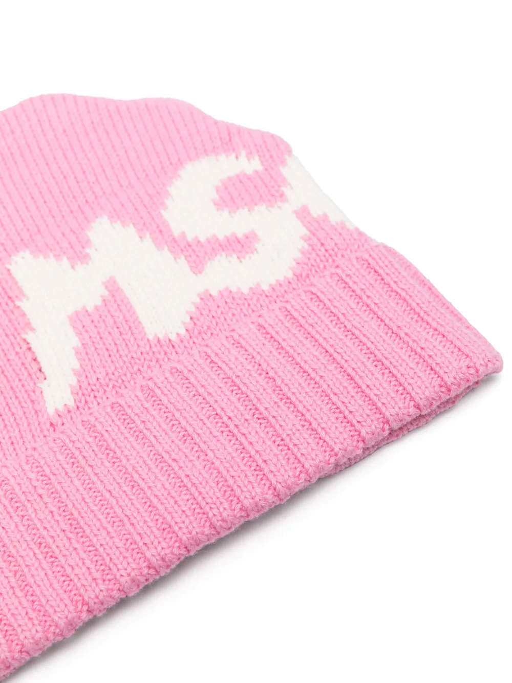 MSGM Kids intarsia-logo beanie hat - Roze