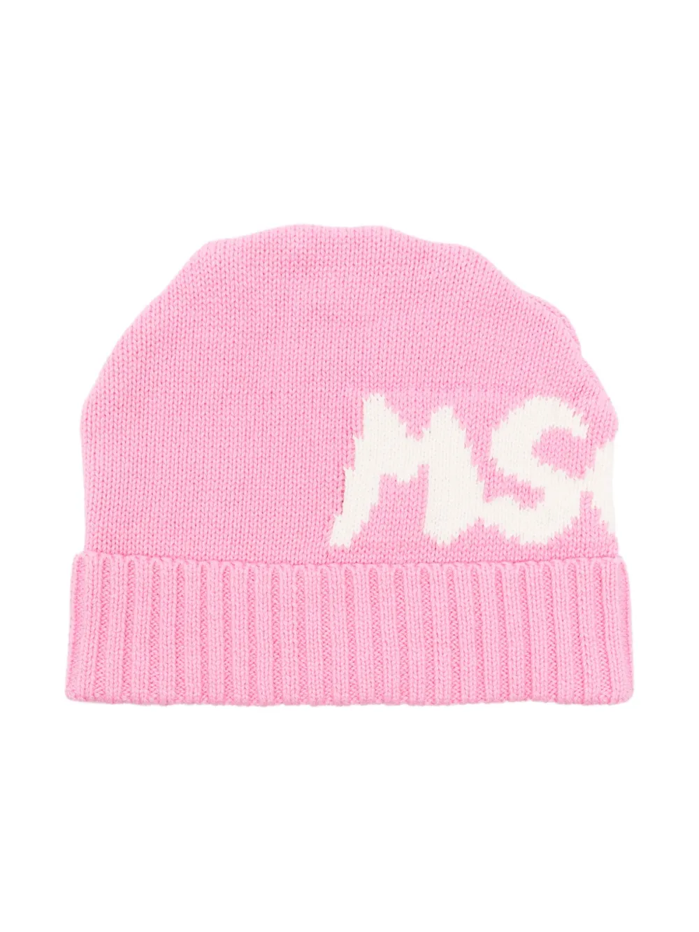 MSGM Kids intarsia-logo beanie hat - Pink