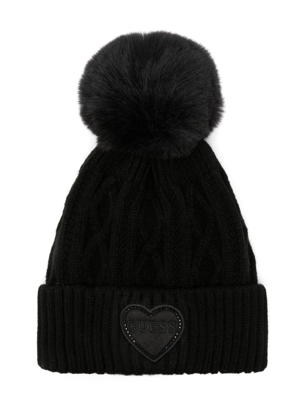 guess kids pompom-detail beanie - Black